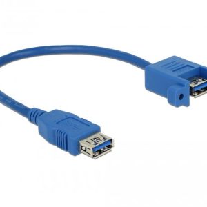 Кабел Delock,  За монтиране върху панел, USB-A женско - USB-А женско, 25см