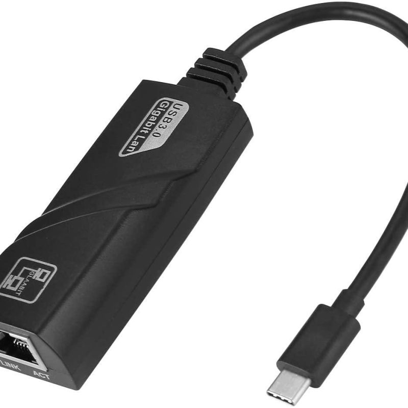 Мрежови адаптер Estillo 10/100/1000 Mbps, USB-C 3.1 към RJ45, Черен