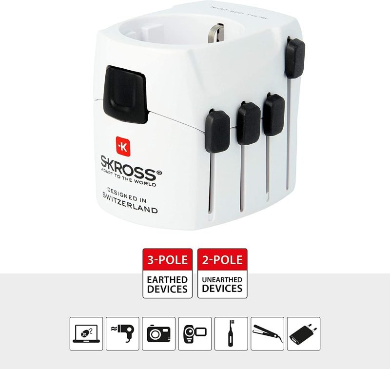 Адаптер SKROSS PRO Earthed 1103145, World, Бял - Image 2