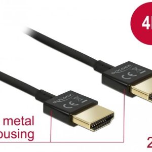 Кабел Delock  HDMI-A мъжко - HDMI-A мъжко,18 Gbit/s, 4K, 2 м, Черен - Image 2