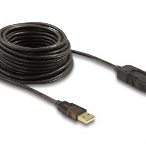 Удължителен кабел DeLock, USB-A мъжко - USB-A женско, USB 2.0, 10 м, Черен