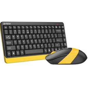 Комплект клавиатура и мишка A4TECH Fstyler FG1110, Безжичен, Черен/Жълт - Image 3
