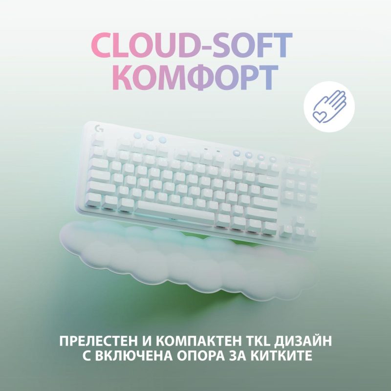 Безжична геймърска механична клавиатура Logitech G G715, TKL, Tactile, RGB LED, US Layout, бяла - Image 6
