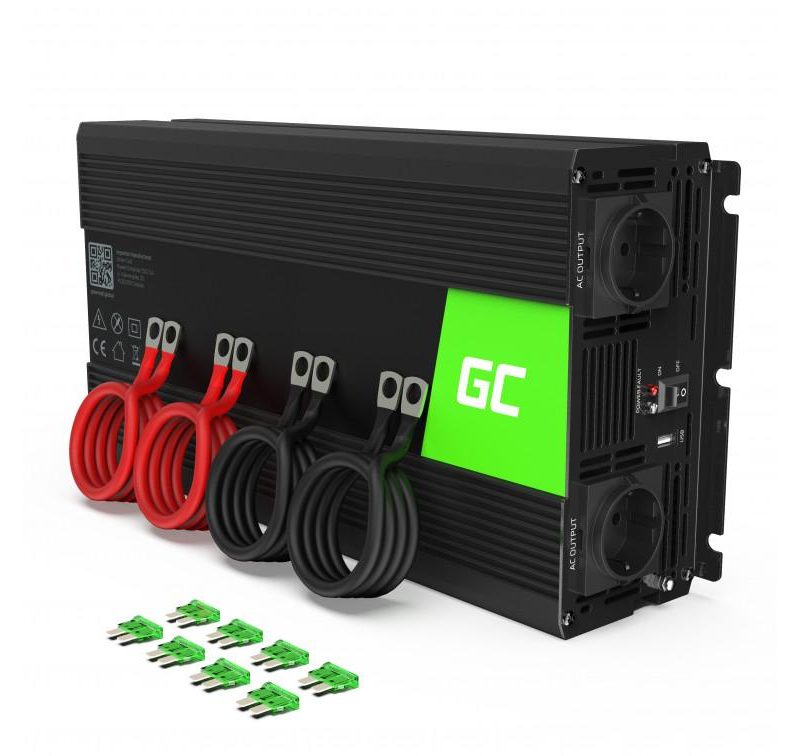 Инвертор GREEN CELL, 12/220V, DC/AC, 2000W/4000W, Чиста синусоида