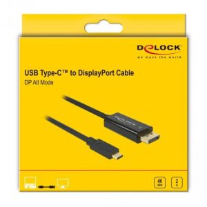 Конвертор Delock, USB-C мъжко - DisplayPort мъжко, 4K 60 Hz, 2 m, Черен - Image 3