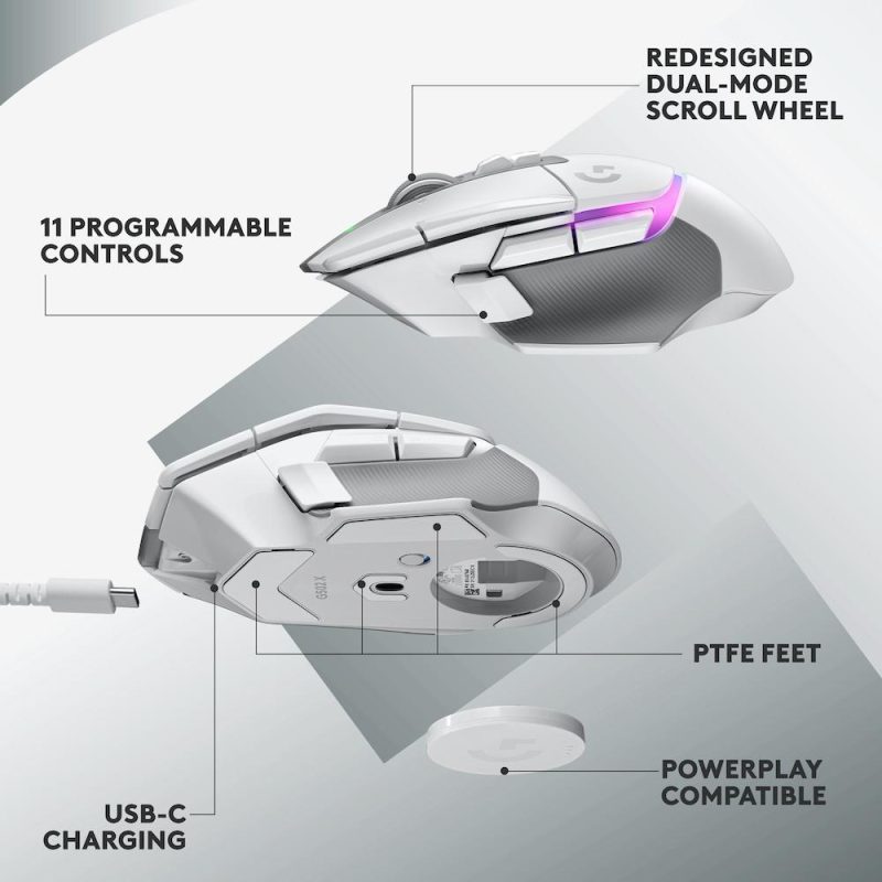 Геймърска мишка Logitech G502 X Plus White Lightsync RGB - Image 6