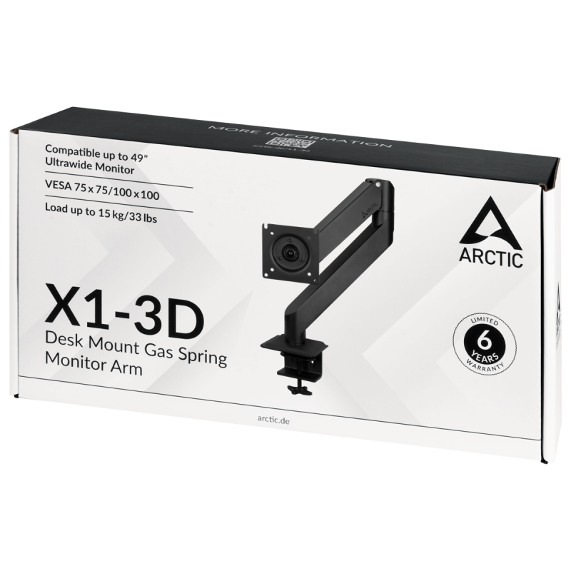 Стойка за монитор за бюро ARCTIC X1-3D, Регулируема, 13"-49", 10 кг, Черна - Image 8