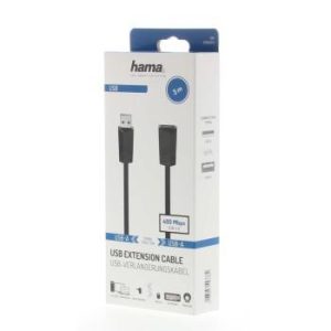 Удължителен кабел HAMA, USB-A женско - USB-A мъжко, 3 м, 480 Mbit/s, Черен - Image 2