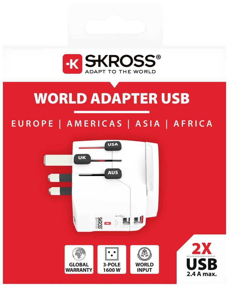 Адаптер SKROSS PRO Light, 2 x USB-A, World, Бял - Image 5