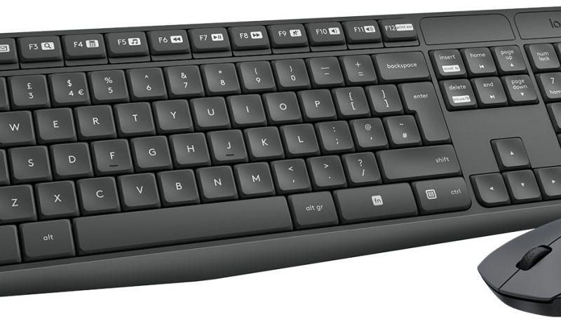 Kомплект безжични клавиатура с мишка Logitech MK235, Черен