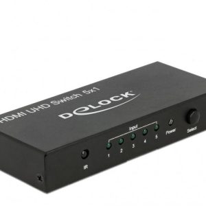 5 портов HDMI суич Delock  4K@60Hz, Дистанционно, Черен
