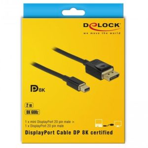 Кабел Delock Mini DisplayPort мъжко - DisplayPort мъжко, 2.0м, 8K 60 Hz, Черен - Image 4