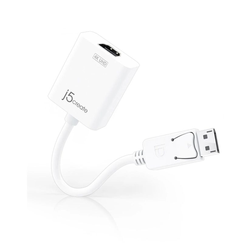 Адаптер j5create JDA158, DisplayPort мъжко - HDMI женско, 4K, Бял - Image 2