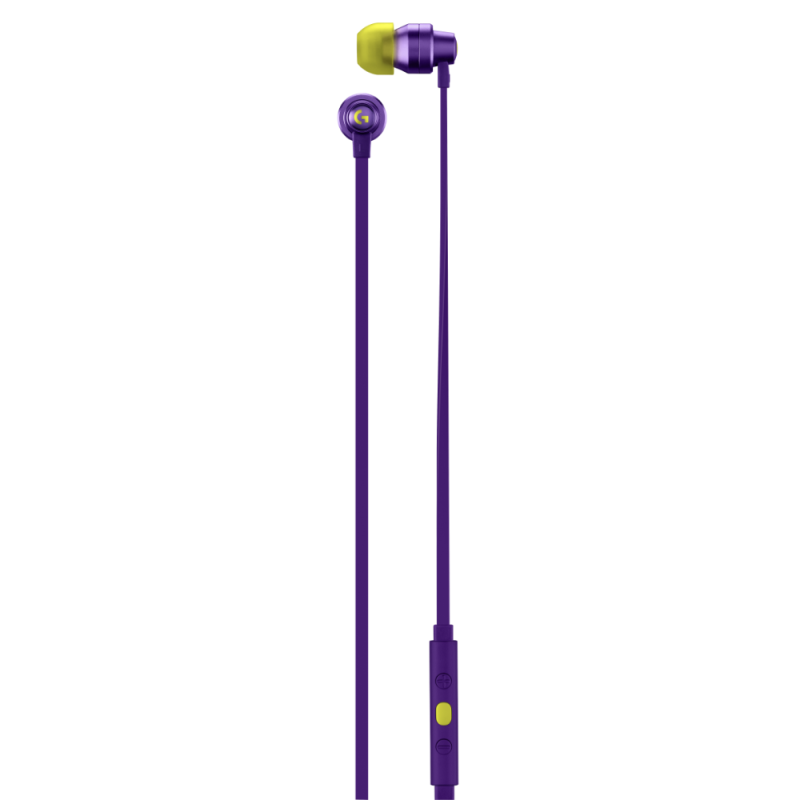 Геймърски слушалки с микрофон Logitech G333 In-ear 3.5 mm + USB-C adapter, тапи жични, лилави - Image 4