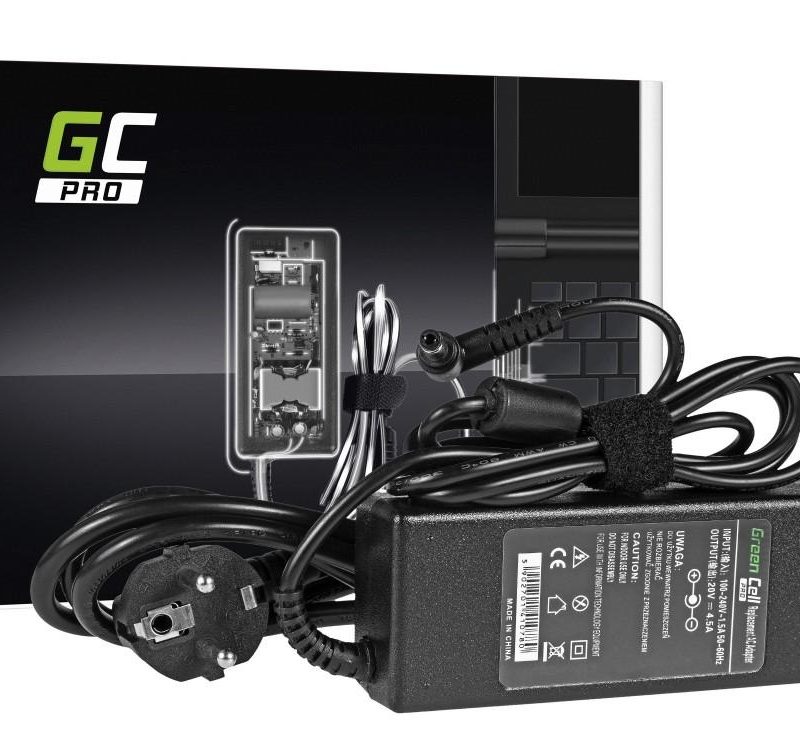 Захранване за лаптоп GREEN CELL, За TOSHIBA/ ASUS / Fujitsu, 20V, 4.5A, 5.5mm-2
