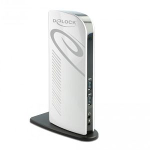 Докинг станция Delock, За MacBook, HDMI Full-HD, USB 3.2, LAN, Audio, Черен/Бял