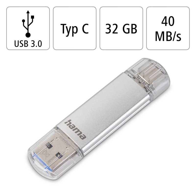 USB памет HAMA Тип USB-C/USB-A 3.0 Laeta, 32GB, 40 MB/s, silver - Image 6