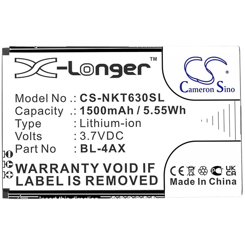 Батерия за телефон  NOKIA BL-4AX BL-4XL  6300 4G 8000 4G 3,7V 1500mAh CAMERON SINO - Image 2