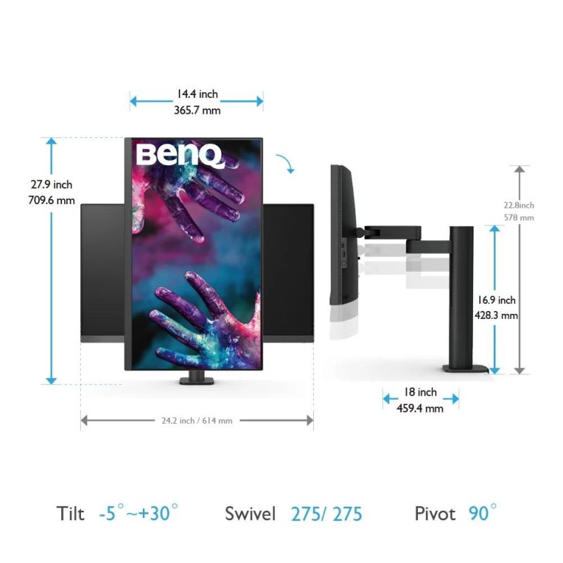 Монитор BenQ PD2705UA, 27 inch, IPS, 3840x2160, 60Hz, HDMI, DP, USB-C PD - Image 9