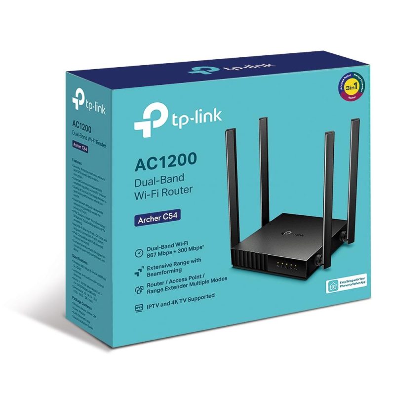 Безжичен рутер TP-Link Archer C54 AC1200, 2.4/5 GHz, 300 - 867 Mbps, 10/100/ - Image 4