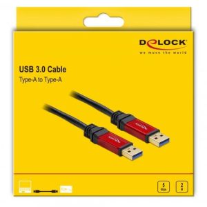 Кабел Delock  USB-A мъжко - USB-А мъжко, 2 м, Premium, Екраниран, Черен - Image 4