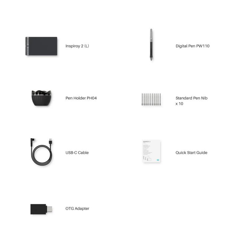 Графичен таблет HUION Inspiroy 2 L H1061P, 5080 LPI, Черен - Image 8