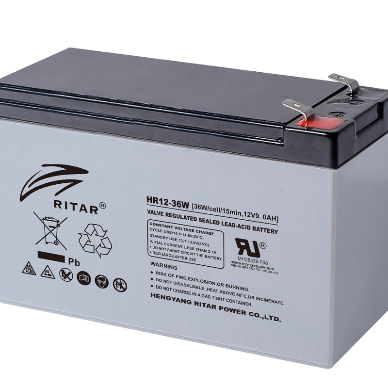 Оловна батерия RITAR, (HR12-36W) VRLA, 12V, 9Ah, 151/ 65/ 94 mm, Терминал2