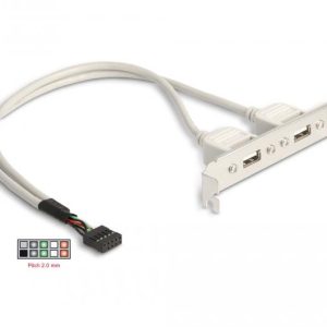 Скоба Delock, За монтаж в PC, USB 10 pin към 2 x USB 2.0 type A - Image 2