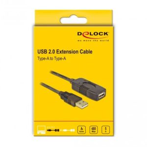 Удължителен кабел DeLock, USB-A мъжко - USB-A женско, USB 2.0, 5 м, Черен - Image 4