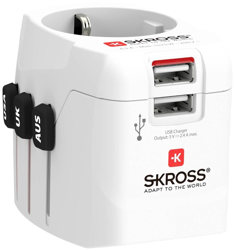 Адаптер SKROSS PRO Light, 2 x USB-A, World, Бял - Image 2