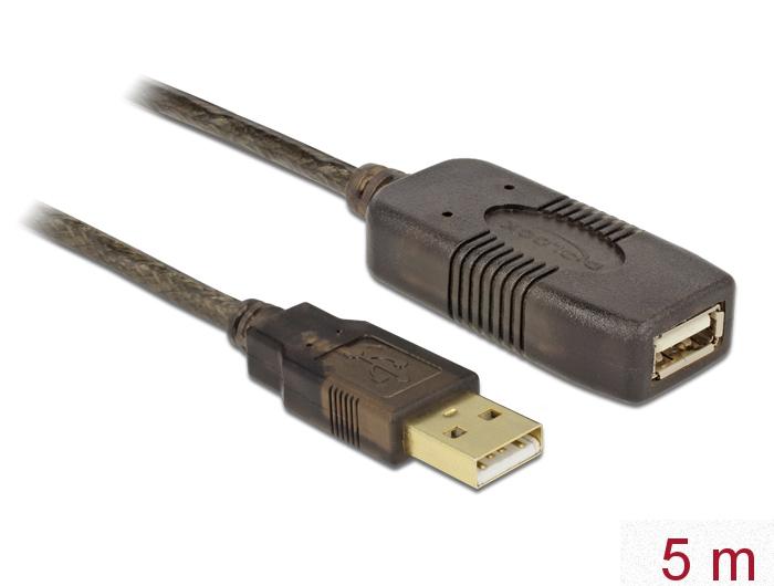 Удължителен кабел DeLock, USB-A мъжко - USB-A женско, USB 2.0, 5 м, Черен - Image 2