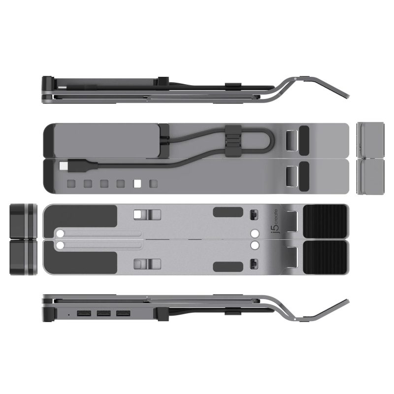 Поставка за лаптоп j5create JTS223, 4 портов USB-C хъб, Алуминиева - Image 3