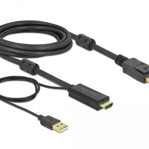 Кабел Delock HDMI мъжко - DisplayPort USB мъжко, 4K 30 Hz, 3 м, Черен