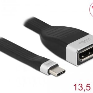 Кабел Delock Flat Ribbon, USB-C мъжко - DisplayPort женско, 4K 60 Hz, 13.5 cm - Image 2