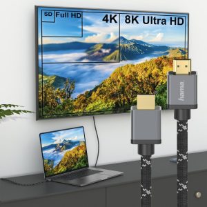 Кабел HAMA Ultra HD, HDMI мъжко - HDMI мъжко, 8K, 48GB/s,метал, 2 м, Позл. конектори, Черен - Image 6