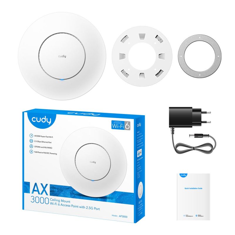 Access Point Cudy AP3000, AX3000, 2.4/5 GHz, 571 - 2402 Mbps, 1× 2.5 Gbps, DC Adapter - Image 5