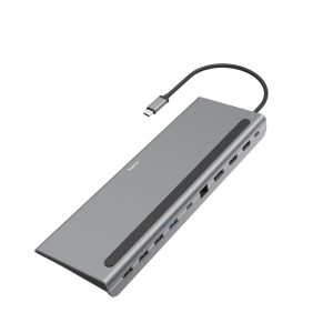 Докинг станция 10 в 1 HAMA Connect2Office Pro, USB-A, USB-C (PD), HDMI, DP, LAN/Ethernet, Сива - Image 2
