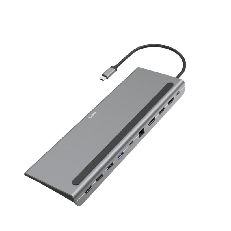 Докинг станция 10 в 1 HAMA Connect2Office Pro, USB-A, USB-C (PD), HDMI, DP, LAN/Ethernet, Сива - Image 2