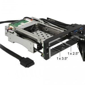 Вътрешно чекмедже Delock 5.25″, За 1 x 2.5″ + 1 x 3.5″ SATA HDD + 2 x USB 3.0 ports - Image 3