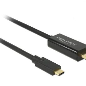 Кабел Delock, USB-C мъжко - HDMI мъжко, 2.0 m, 4K 30 Hz, 2 m, Черен