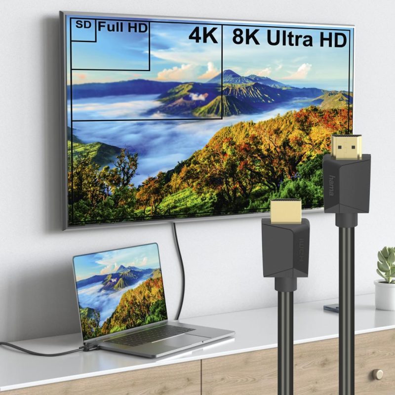 Кабел HAMA High Speed, HDMI мъжко - HDMI мъжко, 8K, 48GB/s, Ethernet , 2 м, Позл. конектори, Черен - Image 6