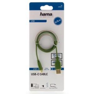 Кабел Hama Flexi-Slim USB-C - USB-A 2.0 мъжко, 0.75м, Зелен - Image 3