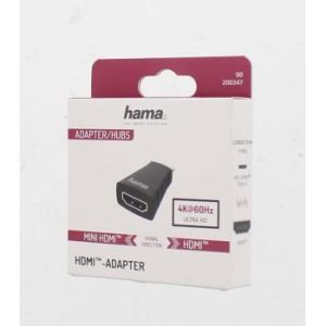 Адаптер HAMA 200347, Mini-HDMI мъжко - HDMI женско, Ultra-HD, 4K, Черен - Image 2