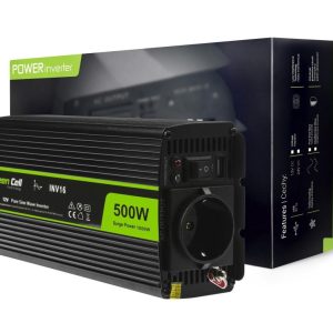 Инвертор GREEN CELL, 12/220V, DC/AC, 500W/1000W, Чиста синусоида