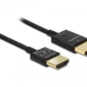 Кабел Delock, HDMI-A мъжко - HDMI-A мъжко, Ethernet, 18 Gbit/s, 4K, 3 м, Черен