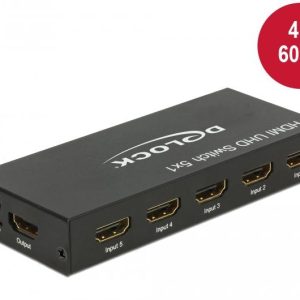 5 портов HDMI суич Delock  4K@60Hz, Дистанционно, Черен - Image 2