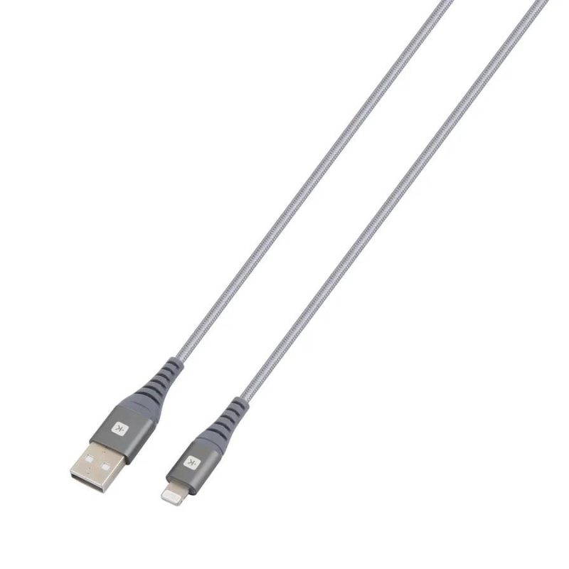Кабел Skross, USB-A - Lightning, Метална оплетка, 1.20 м, Сив
