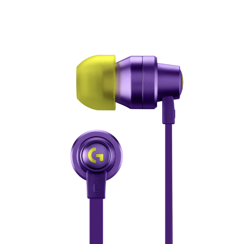 Геймърски слушалки с микрофон Logitech G333 In-ear 3.5 mm + USB-C adapter, тапи жични, лилави - Image 3