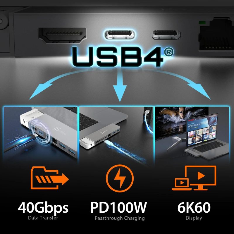 Докинг станция j5create JCD395, USB4 Hub, MagSafe Kit, За MacBook Pro 2021/2022 - Image 7