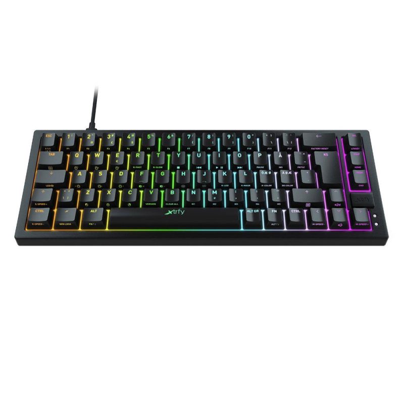Геймърскa механична клавиатура XTRFY K5, 65% Hotswap, RGB подсветка, UK Layout Kailh Red, Черен - Image 2
